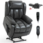 Fauteuil inclinable électrique à double moteur, position infinie, avec massage par vibration à 8 points et chauffage lombaire