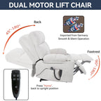 Fauteuil inclinable électrique à double moteur, position infinie, mécanisme de mouvement avec massage par vibration à 8 points et chauffage lombaire