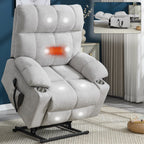 Fauteuil inclinable électrique à double moteur, position infinie, mécanisme de mouvement avec massage par vibration à 8 points et chauffage lombaire