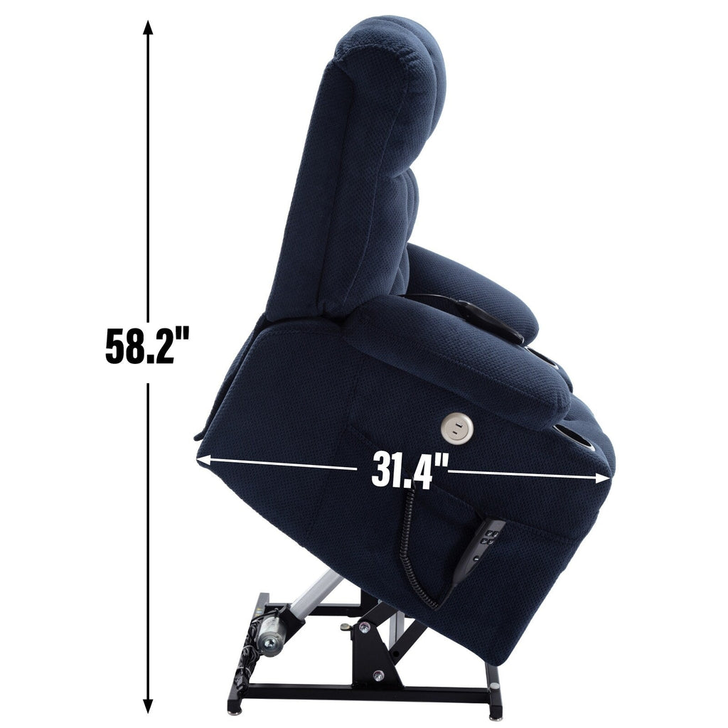Fauteuil inclinable électrique à double moteur et position infinie, mécanisme de mouvement robuste avec chauffage lombaire, porte-gobelets et poches latérales