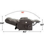 Fauteuil inclinable électrique à double moteur et position infinie, mécanisme de mouvement robuste avec chauffage lombaire, porte-gobelets et poches latérales