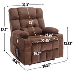 Fauteuil inclinable électrique à double moteur et position infinie, mécanisme de mouvement robuste avec chauffage lombaire, porte-gobelets et poches latérales