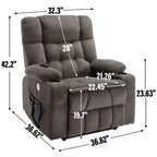 Fauteuil inclinable électrique à double moteur et position infinie, mécanisme de mouvement robuste avec chauffage lombaire, porte-gobelets et poches latérales