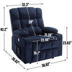 Fauteuil inclinable électrique à double moteur et position infinie, mécanisme de mouvement robuste avec chauffage lombaire, porte-gobelets et poches latérales