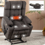 Fauteuil inclinable électrique à double moteur et position infinie, mécanisme de mouvement robuste avec chauffage lombaire, porte-gobelets et poches latérales