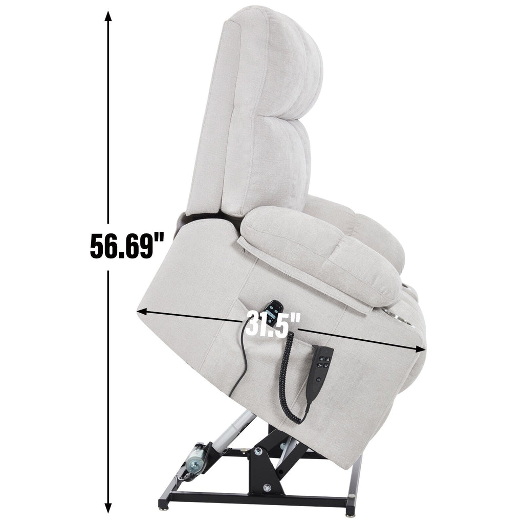 Fauteuil inclinable électrique à double moteur, positions infinies, avec massage par vibration à 8 points et chauffage lombaire, deux porte-gobelets
