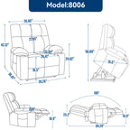 Fauteuil inclinable électrique à double moteur, positions infinies, avec massage par vibration à 8 points et chauffage lombaire, deux porte-gobelets