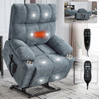 Fauteuil inclinable électrique à double moteur, positions infinies, avec massage par vibration à 8 points et chauffage lombaire, deux porte-gobelets