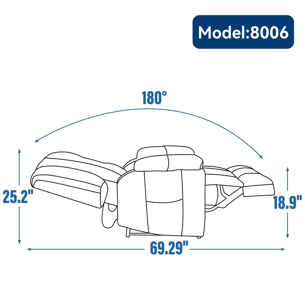 Fauteuil inclinable électrique à double moteur, positions infinies, avec massage par vibration à 8 points et chauffage lombaire, deux porte-gobelets