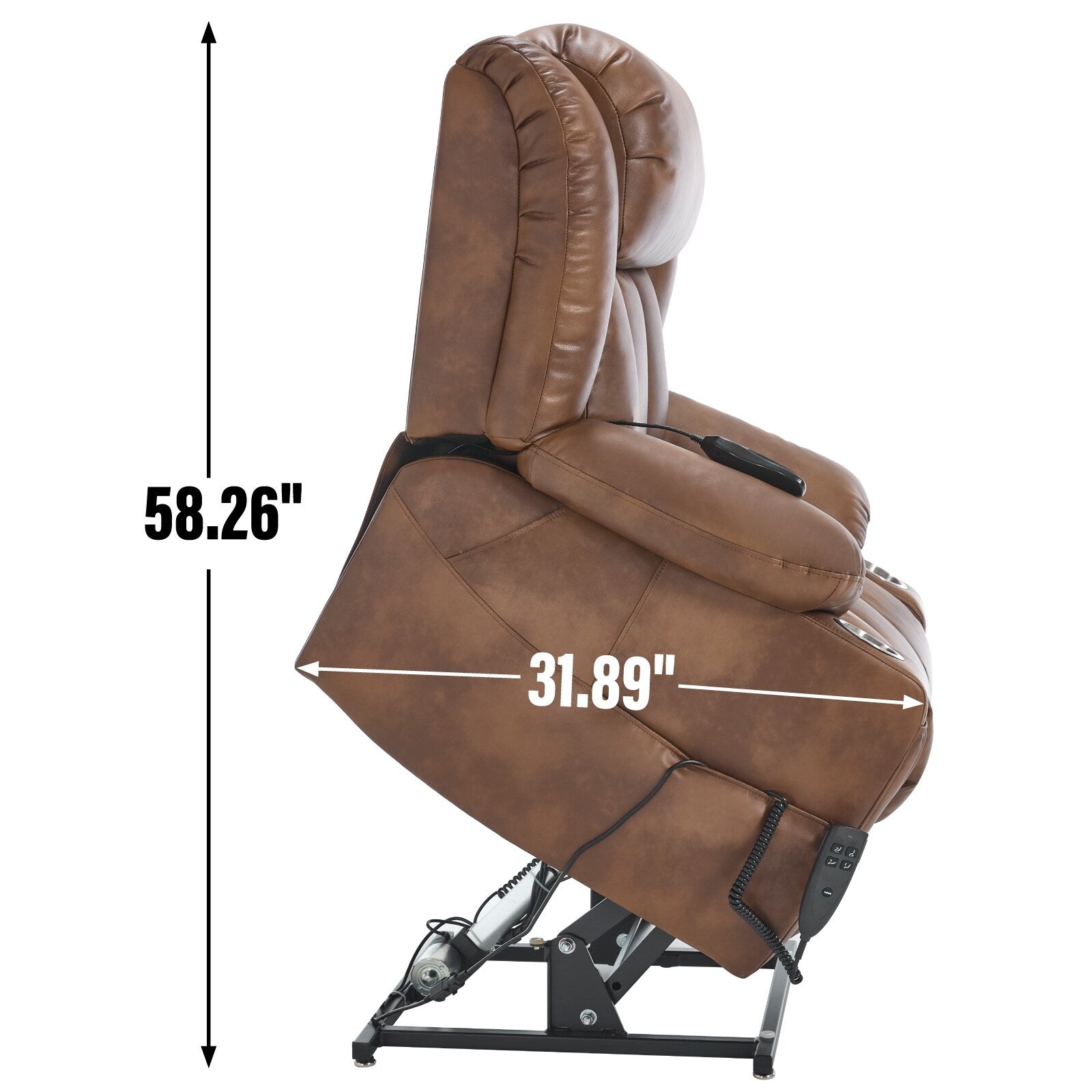 Fauteuil inclinable à deux moteurs avec massage par vibration à 8 points et chauffage lombaire, porte-gobelets en acier inoxydable