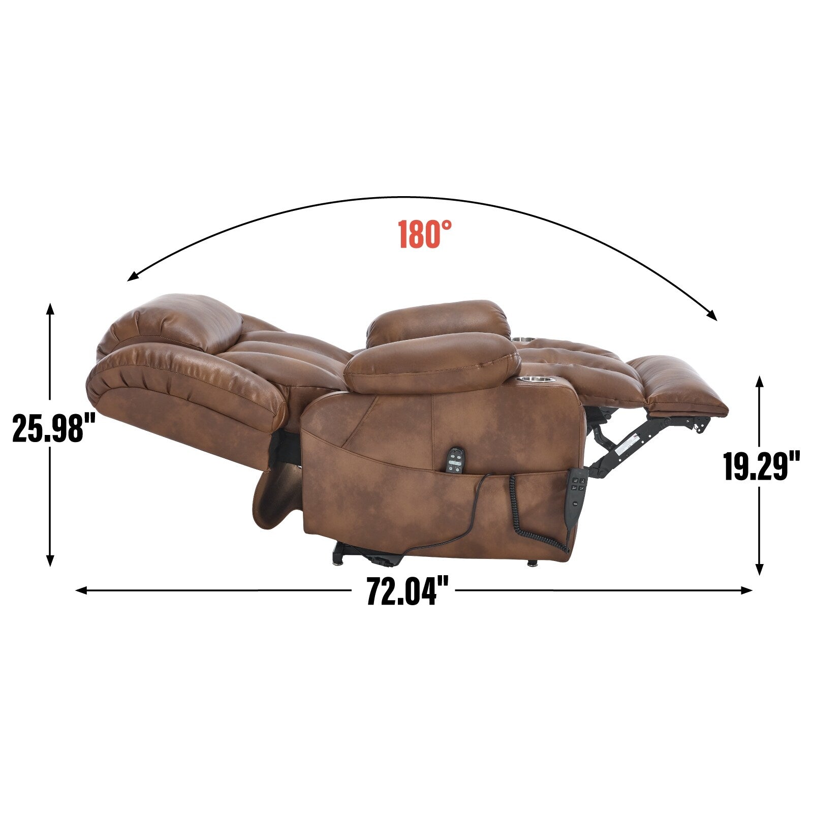 Fauteuil inclinable à deux moteurs avec massage par vibration à 8 points et chauffage lombaire, porte-gobelets en acier inoxydable