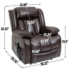 Fauteuil inclinable électrique à double moteur, position infinie, jusqu'à 350 lb, avec massage par vibration à 8 points et chauffage lombaire