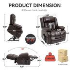 Fauteuil inclinable électrique à double moteur, position infinie, jusqu'à 350 lb, avec massage par vibration à 8 points et chauffage lombaire