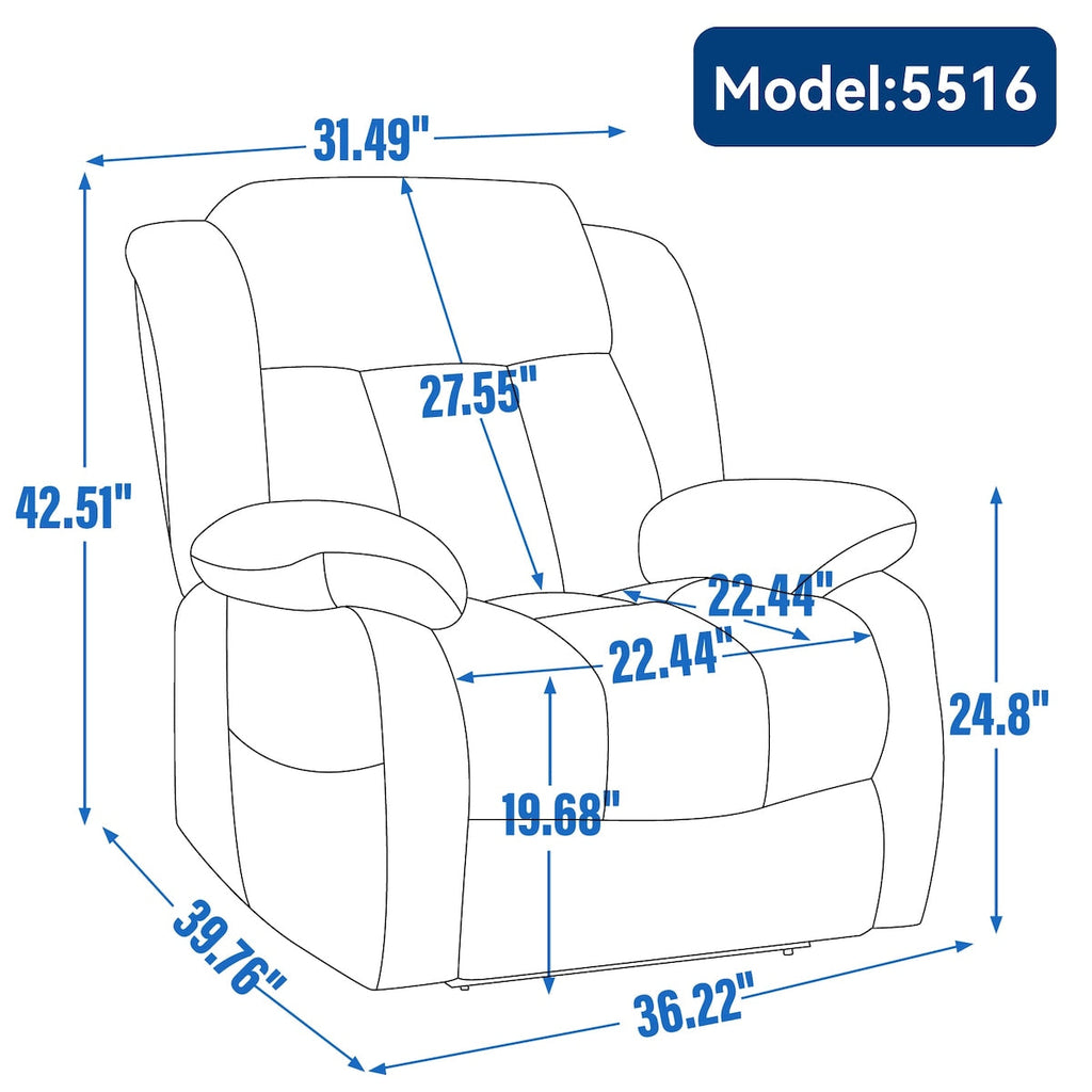 Fauteuil inclinable électrique à double moteur, position infinie, jusqu'à 350 lb, avec massage par vibration à 8 points et chauffage lombaire