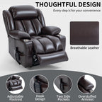 Fauteuil inclinable électrique Leatherair à double moteur, position infinie, jusqu'à 350 lb, mécanisme de mouvement robuste