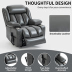 Fauteuil inclinable électrique Leatheraire à double moteur, position infinie, jusqu'à 350 lb, mécanisme de mouvement robuste à 8 points