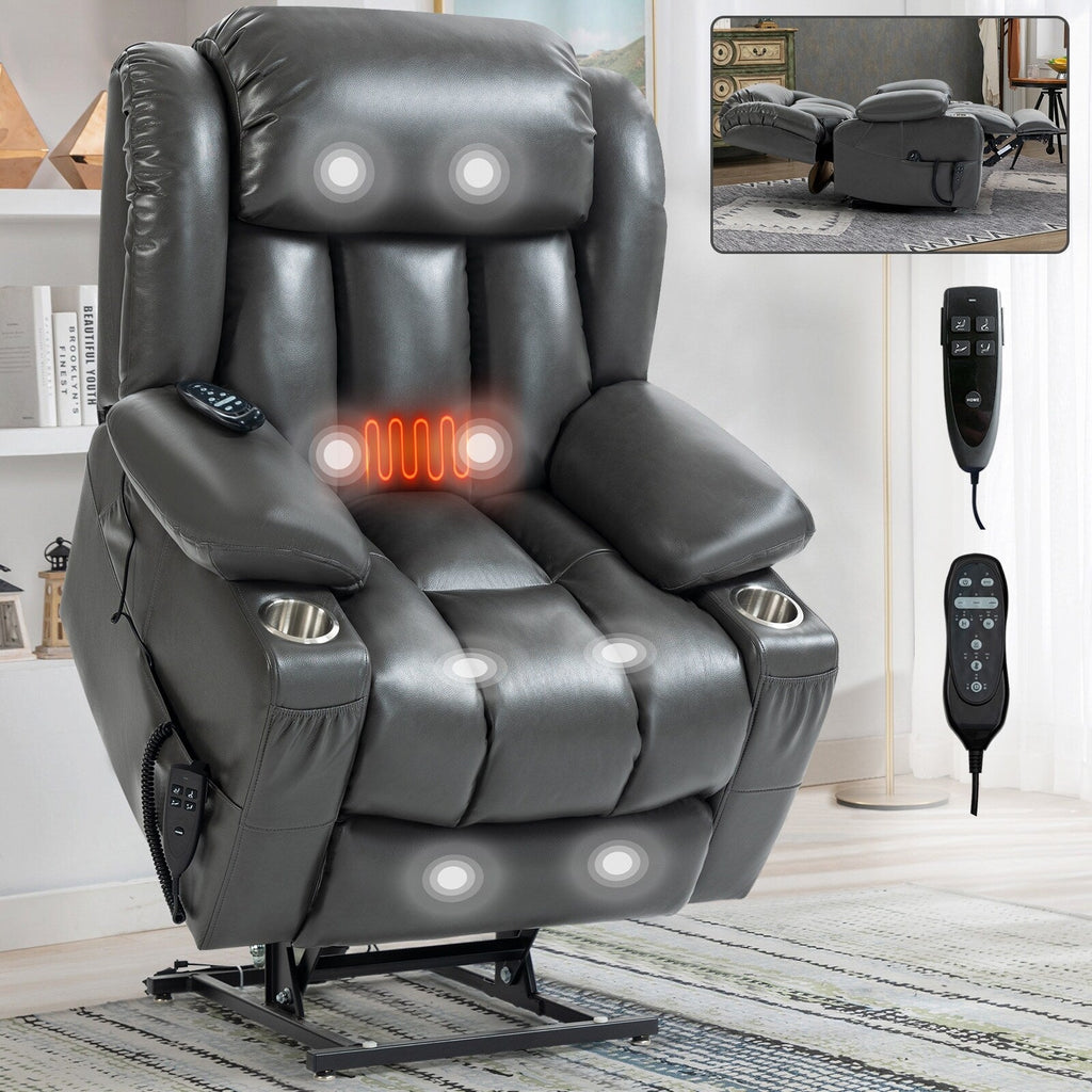 Fauteuil inclinable électrique Leatheraire à double moteur, position infinie, jusqu'à 350 lb, mécanisme de mouvement robuste à 8 points