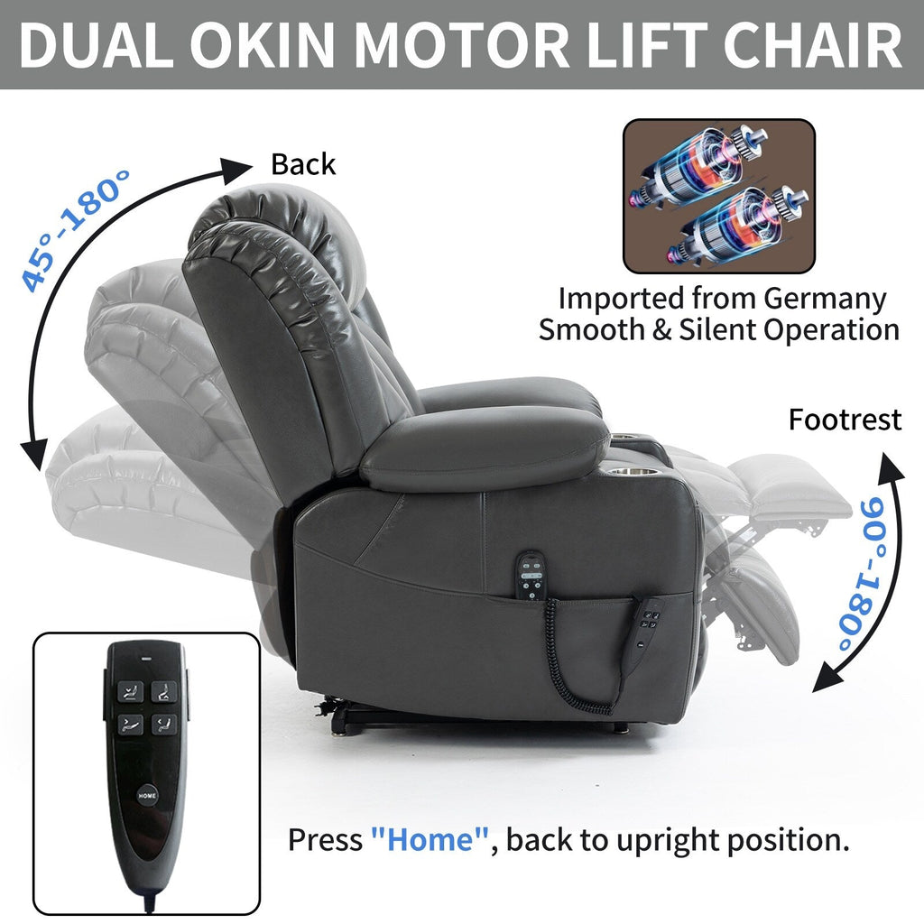 Fauteuil inclinable électrique Leatheraire à double moteur, position infinie, jusqu'à 350 lb, mécanisme de mouvement robuste à 8 points