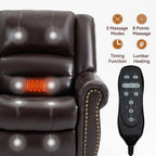 Fauteuil releveur électrique à double moteur, massage thermique, ports USB, cuir PU