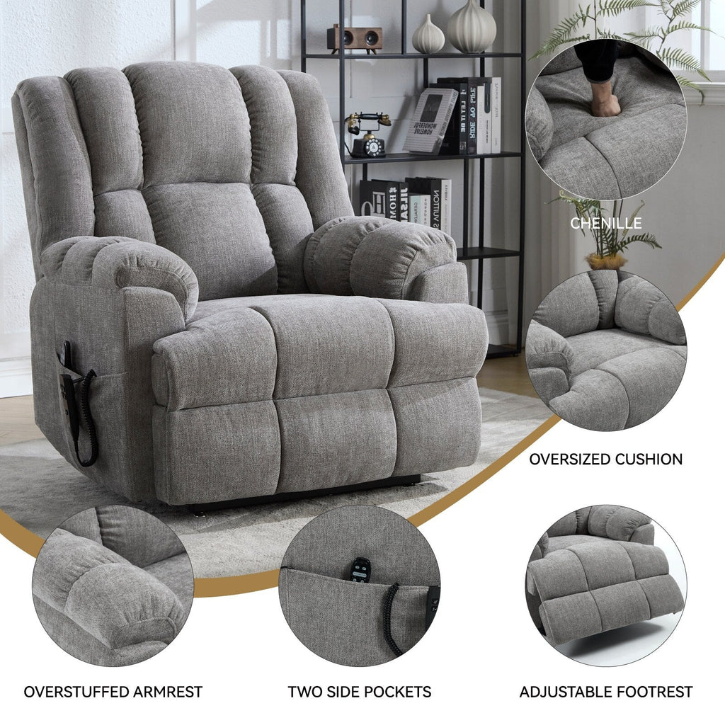 Fauteuil inclinable à double moteur en chenille avec massage et chauffage pour personnes âgées, canapé simple Lazy Boy, position infinie