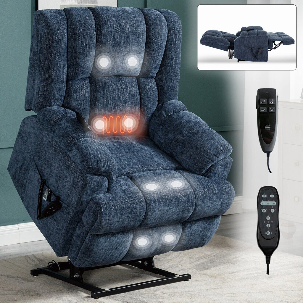 Fauteuil inclinable électrique à double moteur en chenille avec massage et chauffage, fauteuil inclinable de salon Lazy Boy avec télécommande électrique, position infinie