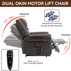 Fauteuil inclinable en cuir véritable à double moteur avec massage thermique et ports USB