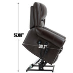 Fauteuil inclinable en cuir véritable à double moteur avec massage thermique et ports USB