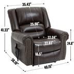 Fauteuil inclinable en cuir véritable à double moteur avec massage thermique et ports USB