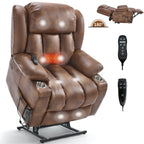 Fauteuil inclinable électrique à double moteur, capacité de 158 kg, avec chauffage et massage, marron