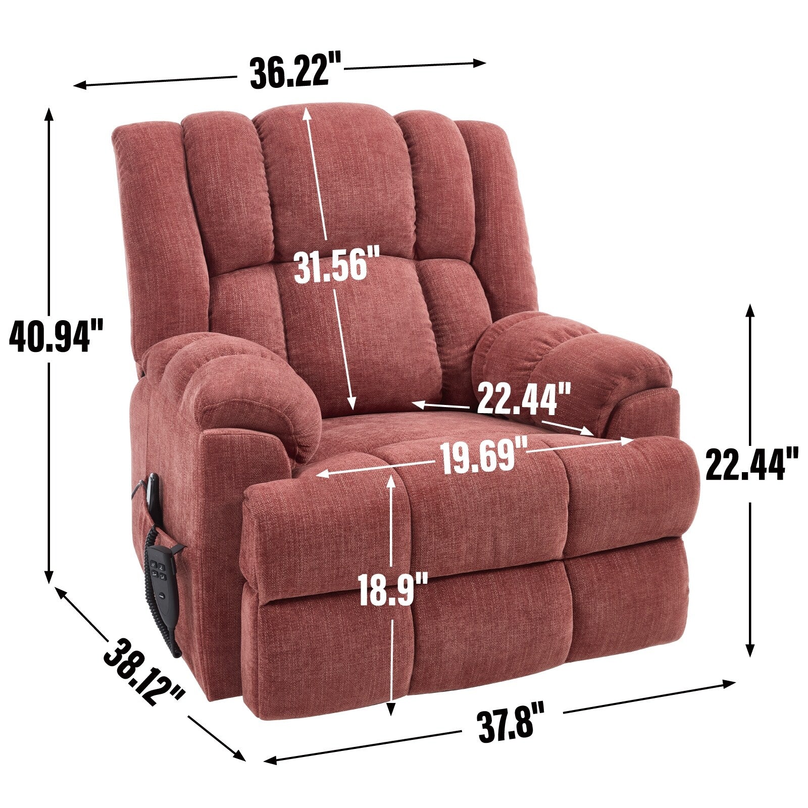 Fauteuil inclinable électrique à double moteur avec massage thermique et positions infinies
