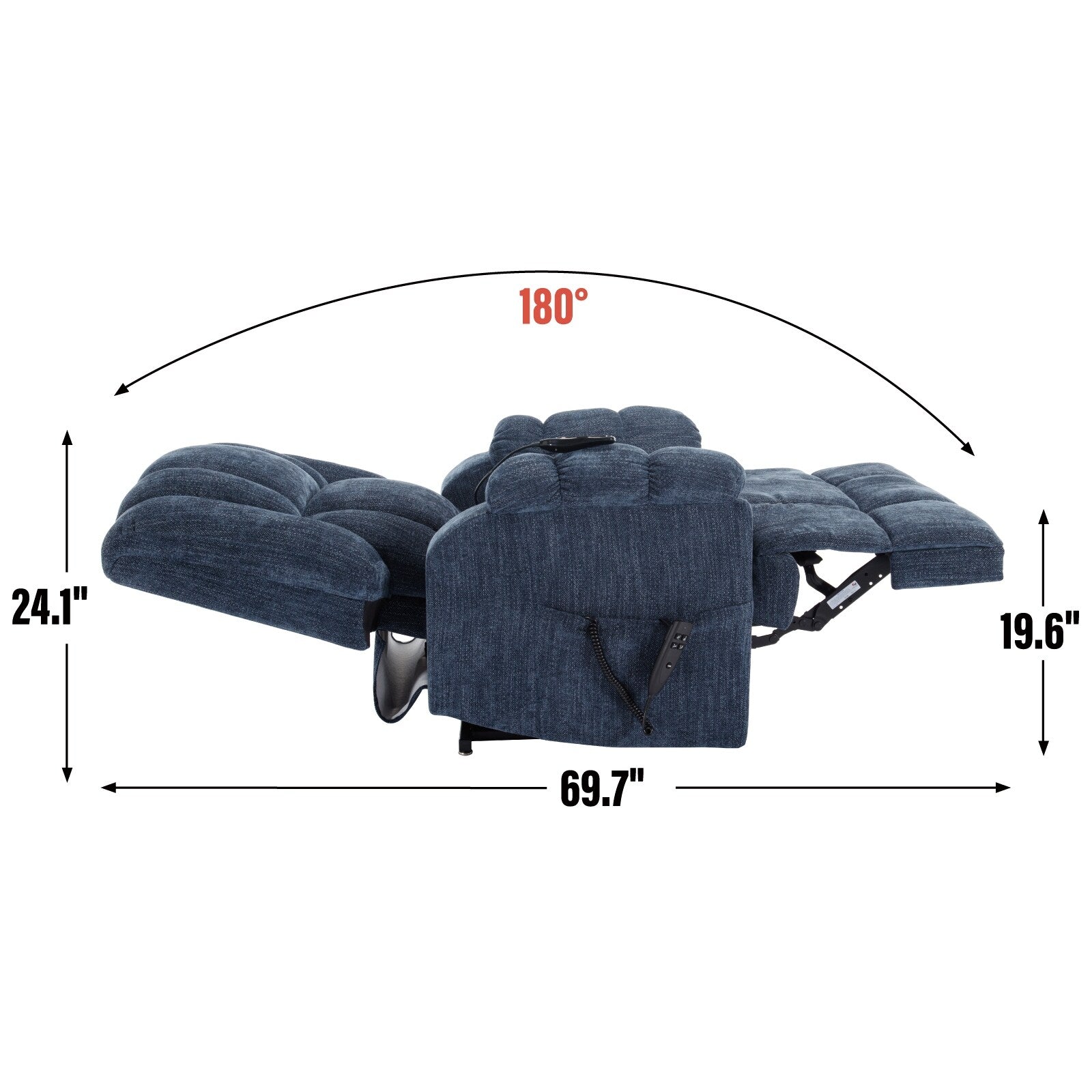 Fauteuil inclinable électrique à double moteur avec massage thermique et positions infinies