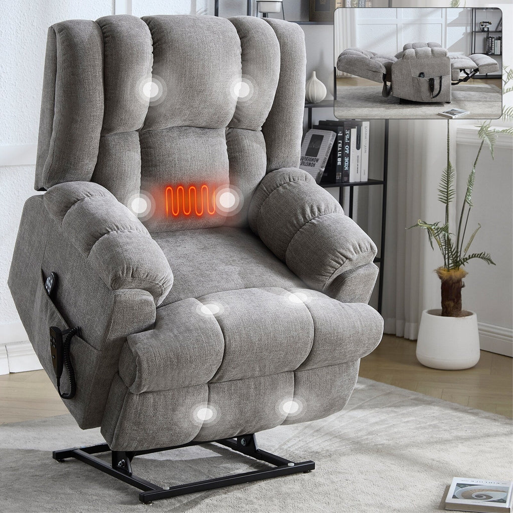 Fauteuil inclinable électrique à double moteur avec massage thermique et positions infinies