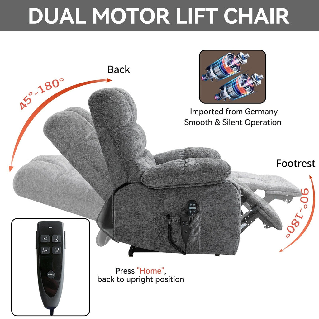 Fauteuil inclinable électrique à double moteur avec chauffage et massage, positions infinies et télécommande, capacité jusqu'à 159 kg
