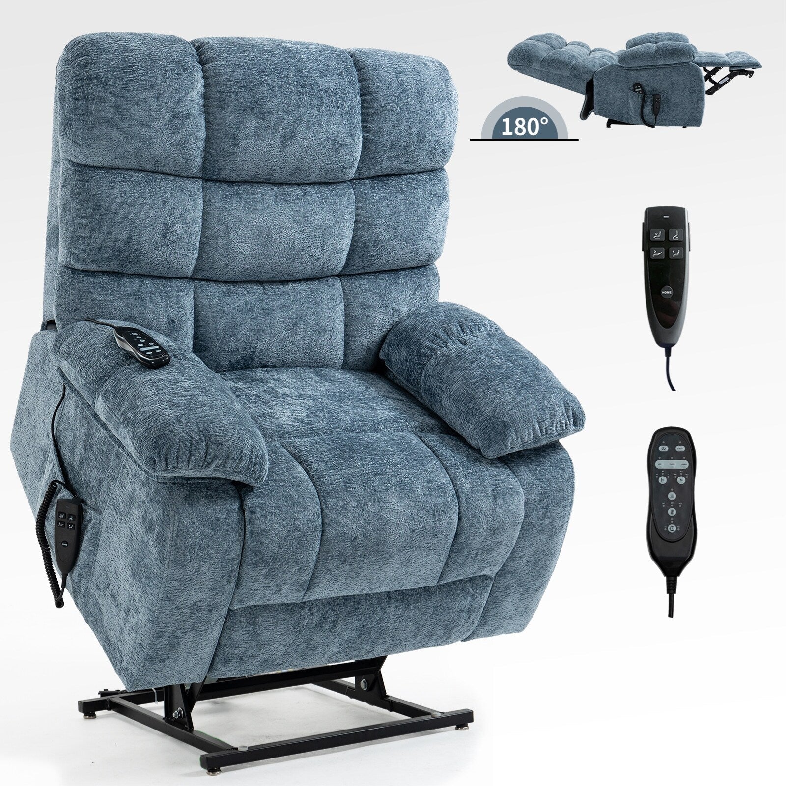 Fauteuil inclinable électrique à double moteur avec chauffage et massage, positions infinies et télécommande, capacité jusqu'à 159 kg