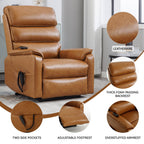 Fauteuil inclinable électrique à double moteur avec massage et chauffage - Cuir résistant aux chats, inclinaison électrique, télécommande
