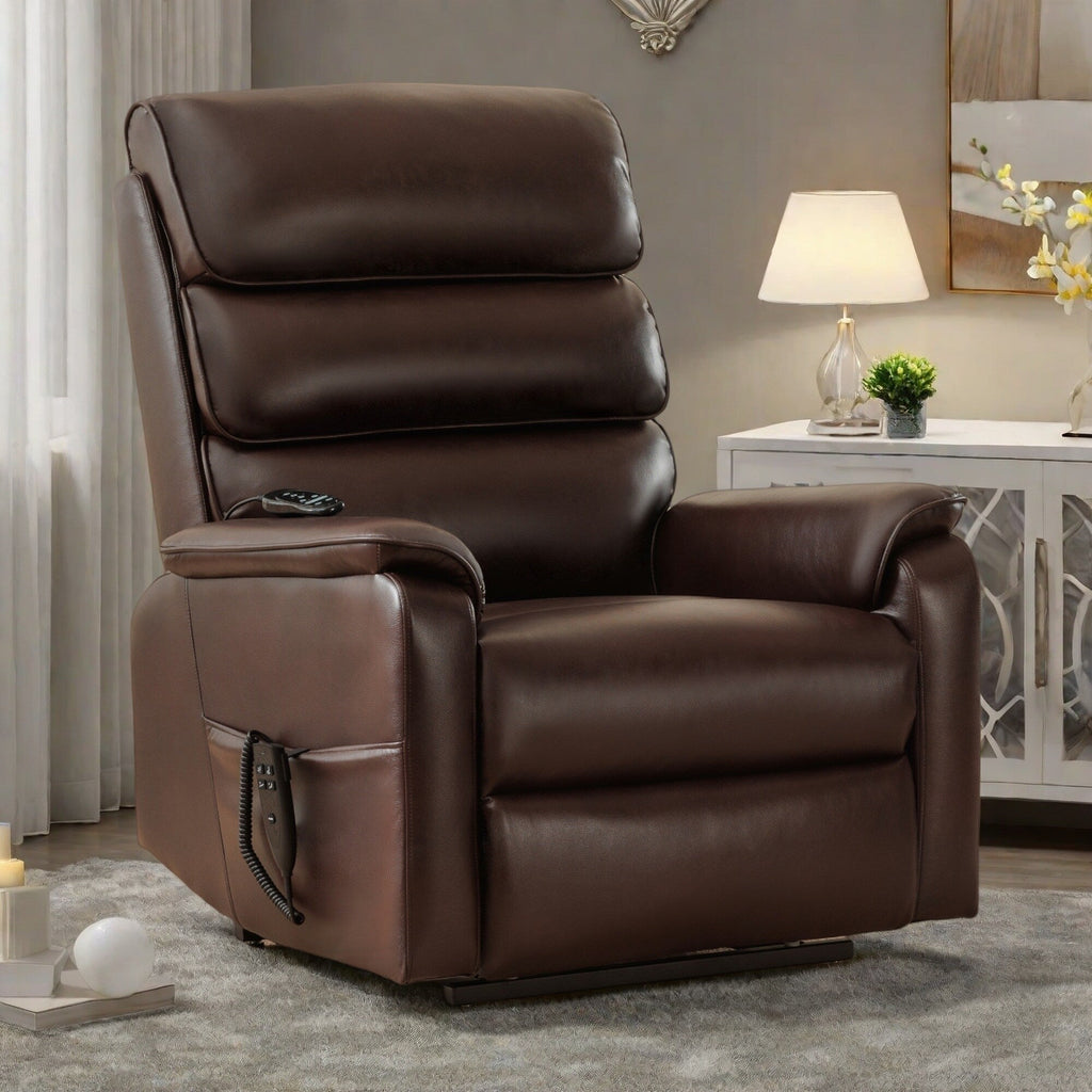 Fauteuil inclinable électrique à double moteur avec massage et chauffage - Cuir résistant aux chats, inclinaison électrique, télécommande