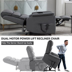 Fauteuil inclinable électrique à double moteur avec massage et chauffage - Cuir résistant aux chats, inclinaison électrique, télécommande