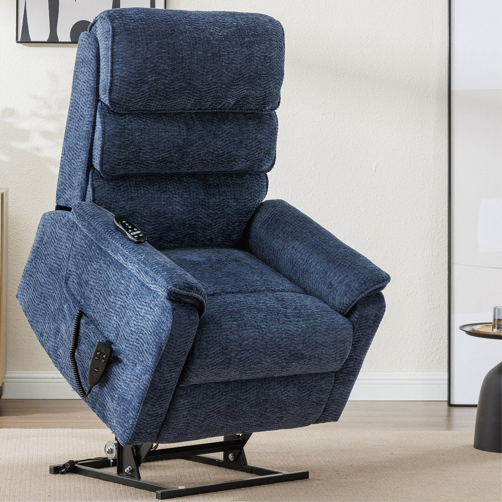 Fauteuil inclinable électrique à double moteur avec massage et chauffage lombaire - Tissu chenille, inclinaison électrique