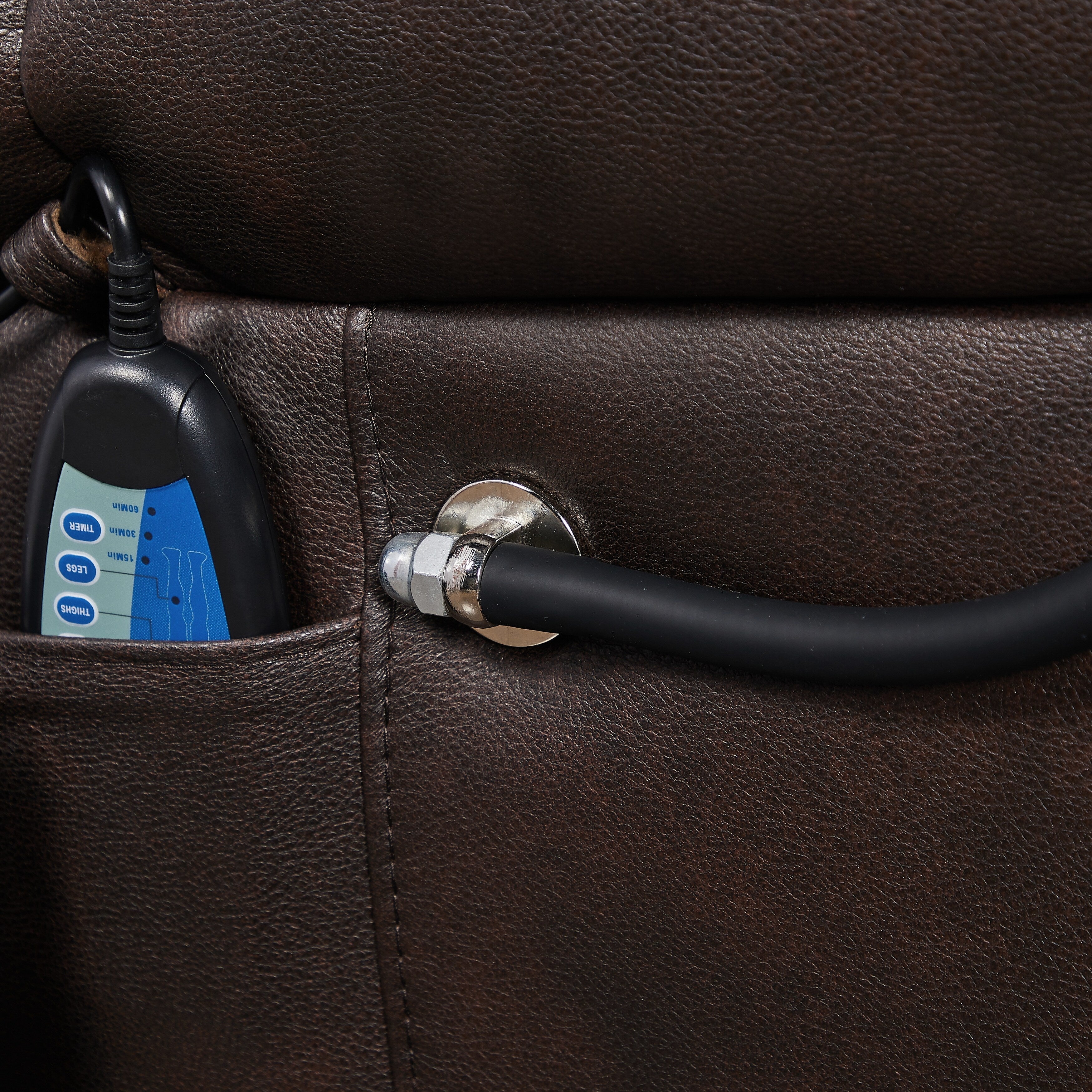 Fauteuil inclinable électrique à double moteur avec massage, chauffage lombaire, poches latérales, support de téléphone réglable et porte-gobelets