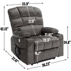 Fauteuil inclinable électrique à double moteur avec massage, chauffage lombaire, vibration à 8 points et deux porte-gobelets