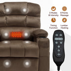 Fauteuil inclinable électrique à double moteur avec massage, chauffage lombaire, vibration à 8 points et deux porte-gobelets