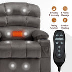 Fauteuil inclinable électrique à double moteur avec massage, chauffage lombaire, vibration à 8 points et deux porte-gobelets