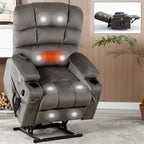 Fauteuil inclinable électrique à double moteur avec massage, chauffage lombaire, vibration à 8 points et deux porte-gobelets