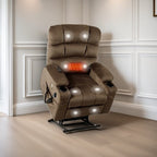 Fauteuil inclinable électrique à double moteur avec massage, chauffage lombaire, vibration à 8 points et deux porte-gobelets