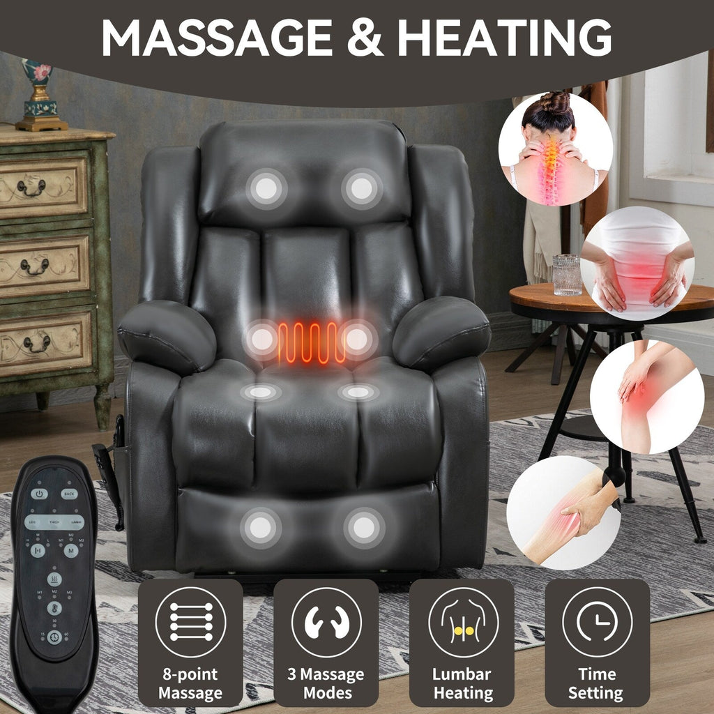 Fauteuil inclinable électrique à double moteur, massage thermique, télécommande