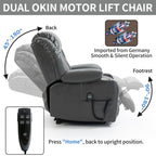 Fauteuil inclinable électrique à double moteur, avec massage 8 points et chauffage lombaire, porte-gobelets en acier inoxydable