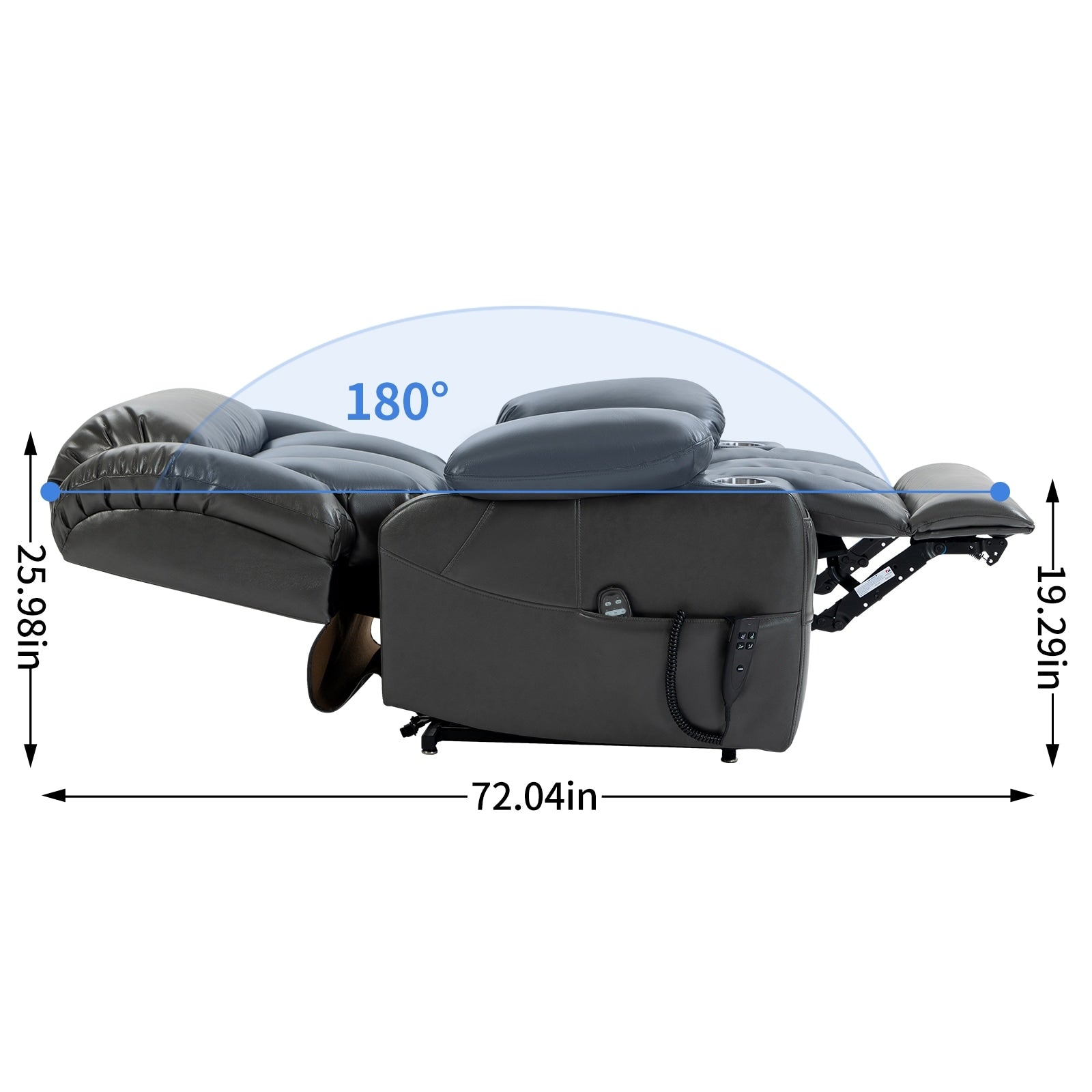 Fauteuil inclinable électrique à double moteur, avec massage 8 points et chauffage lombaire, porte-gobelets en acier inoxydable