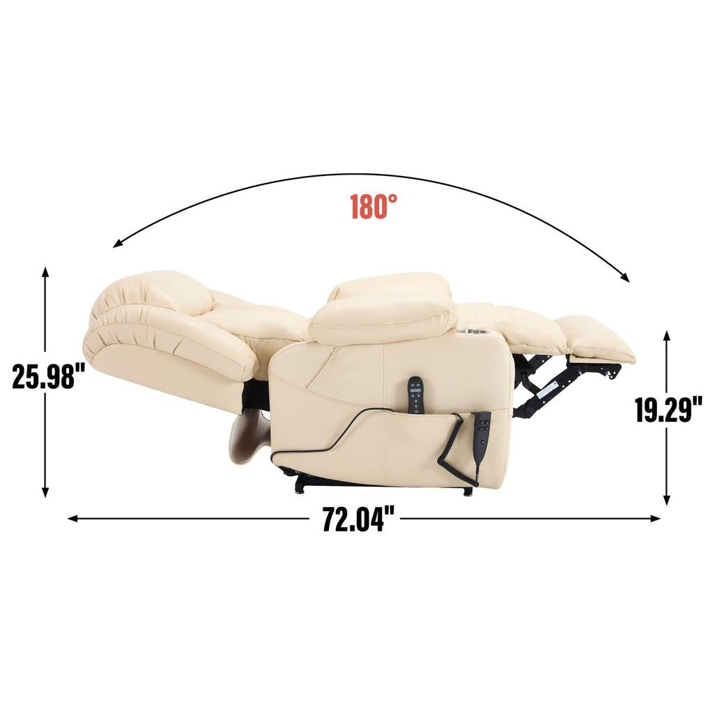 Fauteuil inclinable électrique à double moteur, avec massage 8 points et chauffage lombaire, porte-gobelets en acier inoxydable