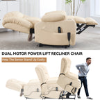 Fauteuil inclinable électrique à double moteur, avec massage 8 points et chauffage lombaire, porte-gobelets en acier inoxydable