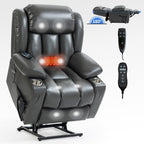 Fauteuil inclinable électrique à double moteur, avec massage 8 points et chauffage lombaire, porte-gobelets en acier inoxydable